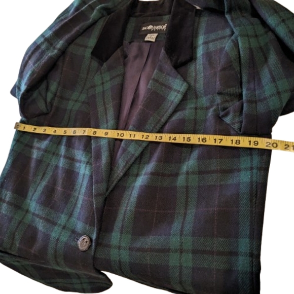 Vintage Sag Harbor Blazer Tweed Plaid Check Equestrian Riding Jacket Gr… - Picture 12 of 14